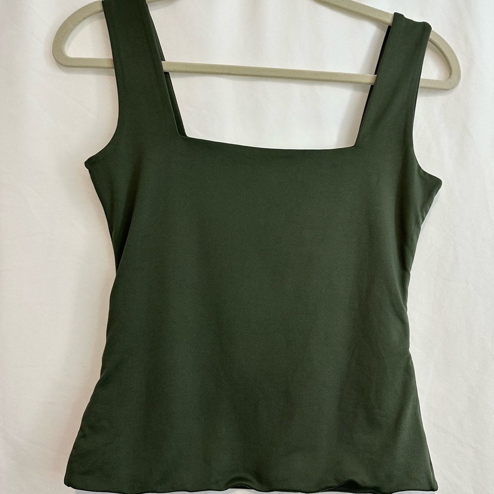 Women's Olive Green Square Neck Top